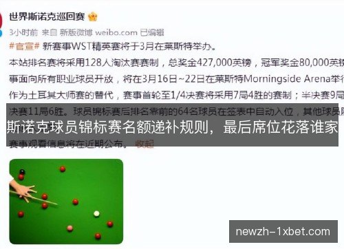 斯诺克球员锦标赛名额递补规则,最后席位花落谁家 斯诺克球员锦标赛名额递补规则,最后席位花落谁家